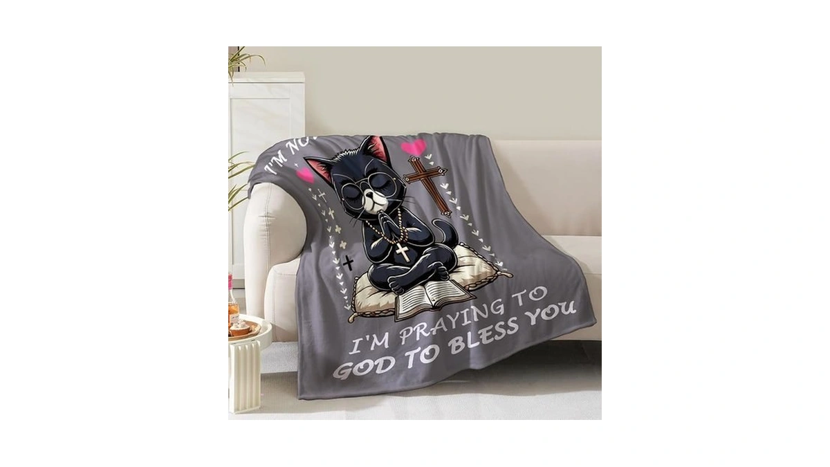 Black Cat Blanket Gifts For Women Girls Mom Dad Kids