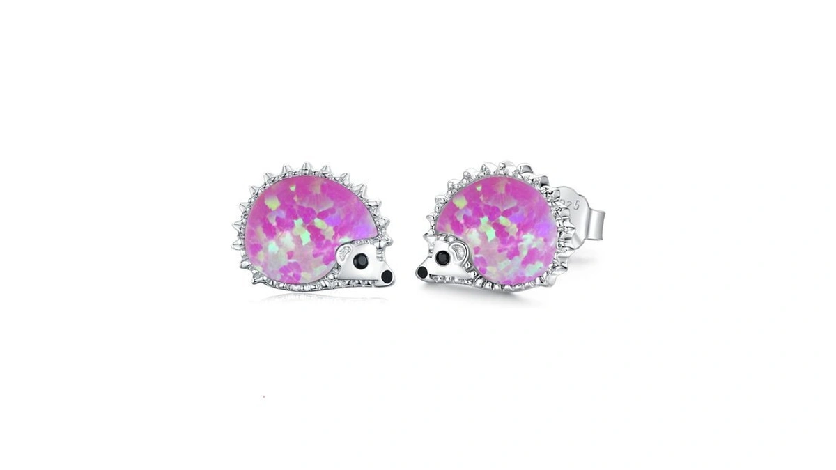Cuoka Miracle Opal Hedgehog Earrings 925 Sterling Sliver Hedgehog Earrings