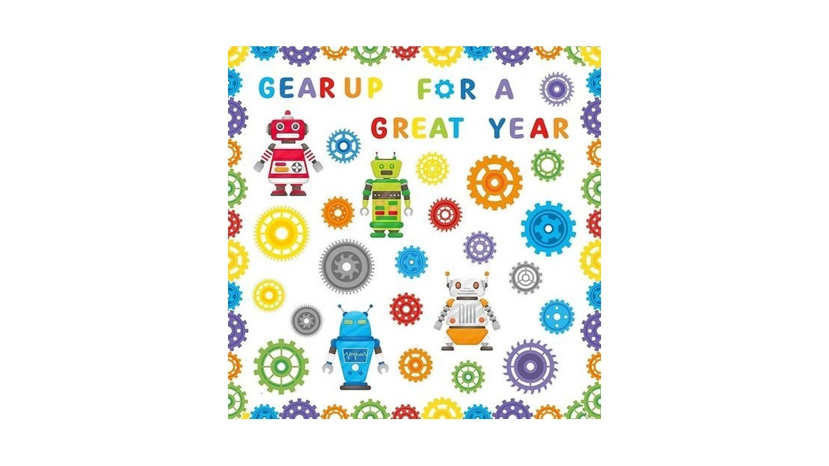 Asodsway Back To Scho 129pcs Gear Robot Bulletin Board Cutouts