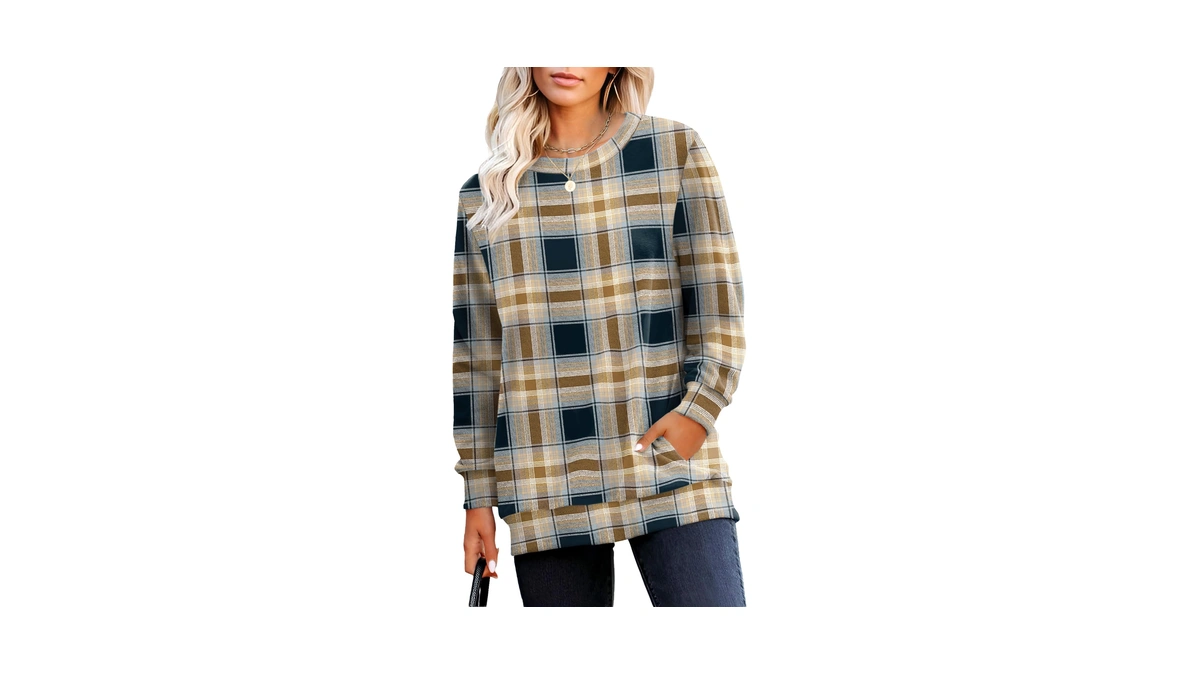 Rumia Crewneck Fall Sweatshirts For Women Plain Long Sleeve Top