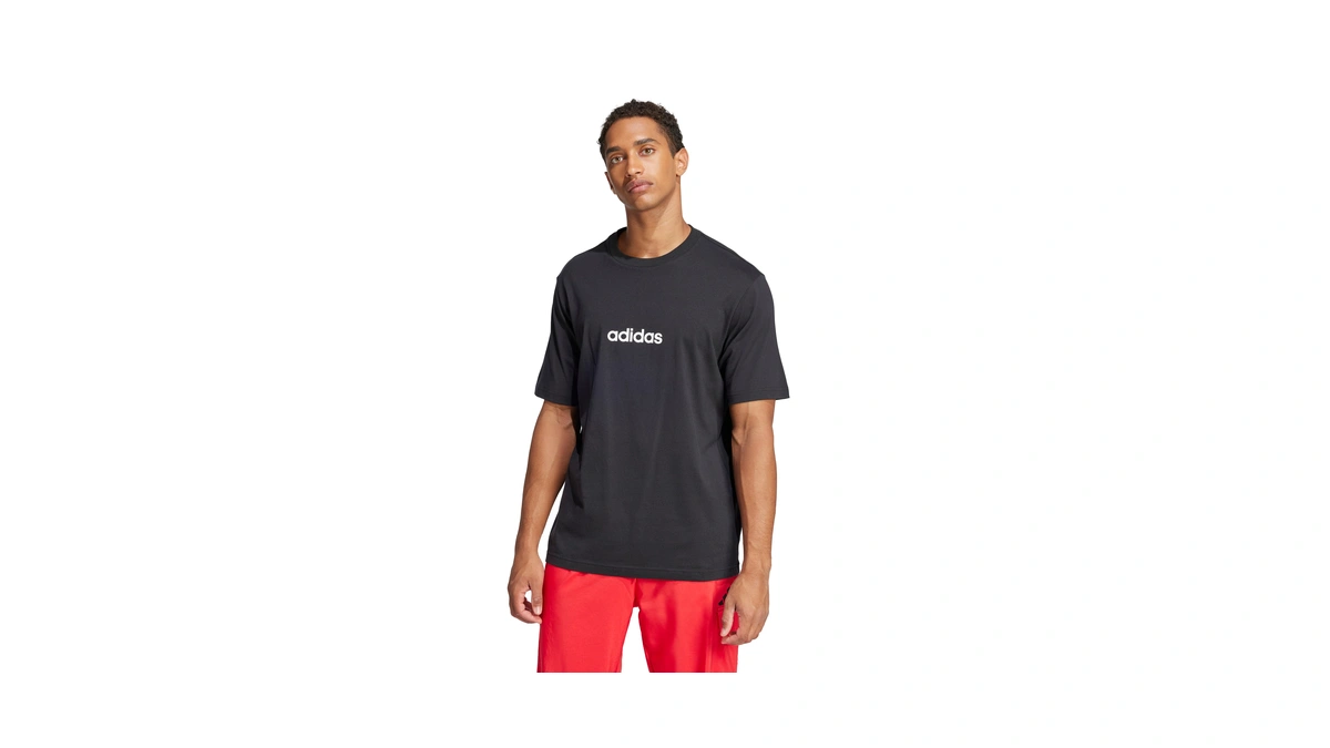 Adidas Men's Essentials Linear Sportswear Sportswear T-shirt, Black/white, X-large