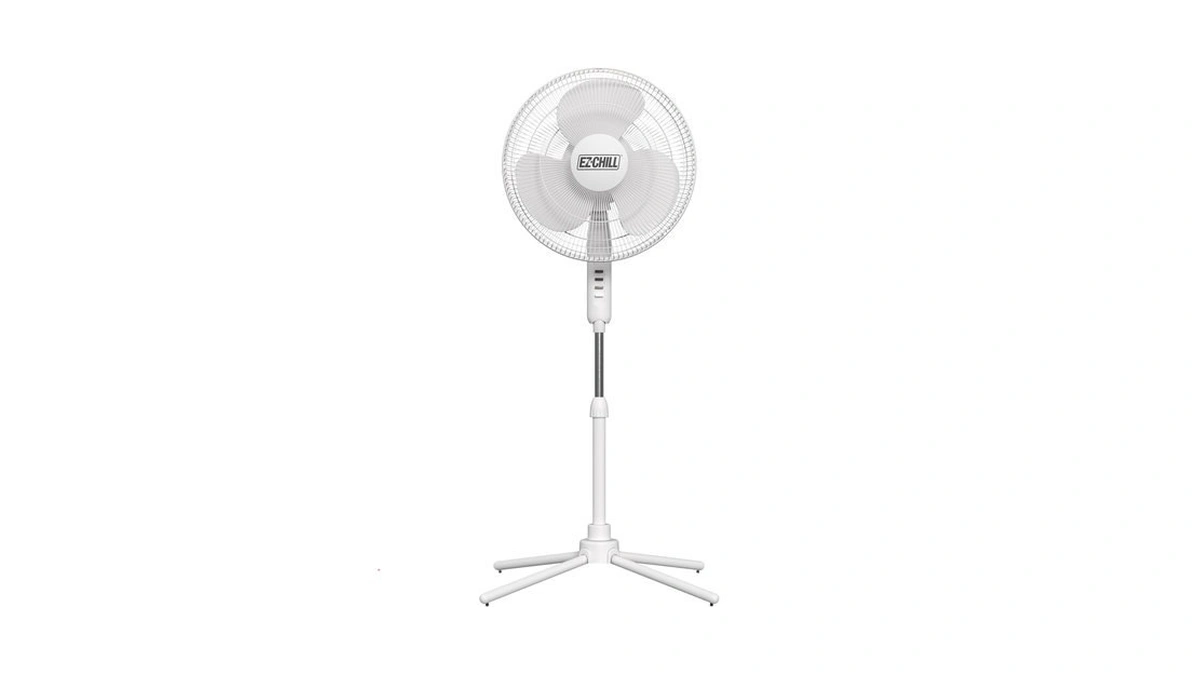 Ez-chill 16” Oscillating Pedestal Fan, 3-speed Options, 90-degree Oscillating Head,