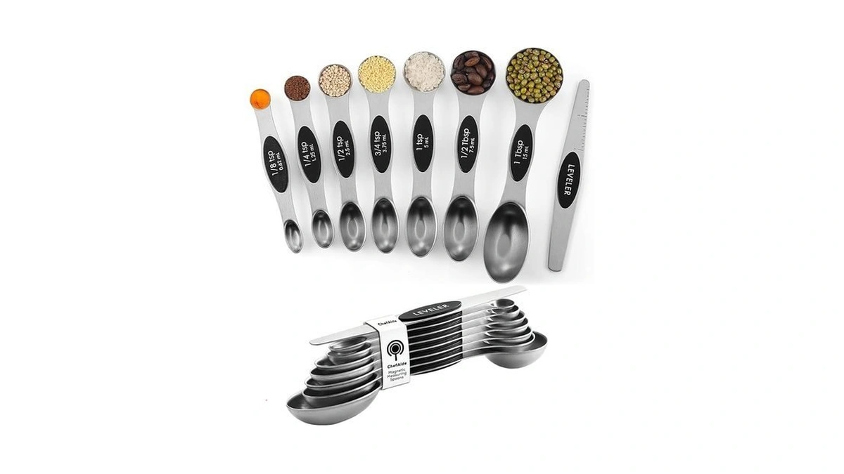 Chefaide Pack Of 8 Stainless Steel Magnetic Measuring Spoons Set,