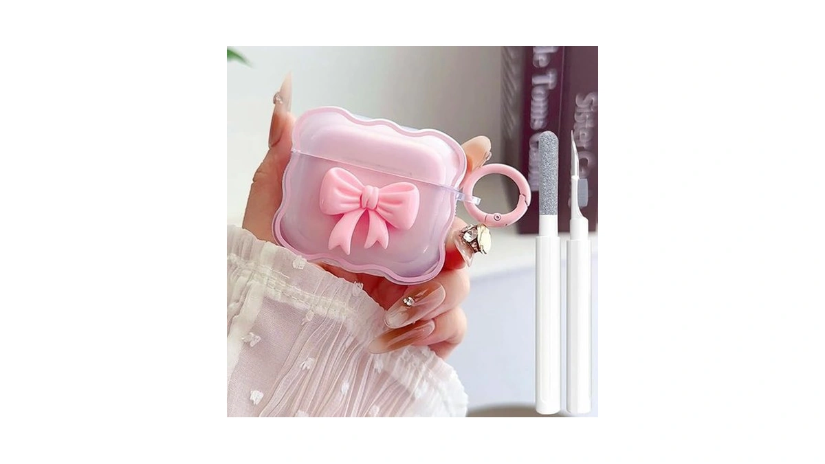 Cute Airpods 4 Clear Case, Girly 3d Bow Design Soft