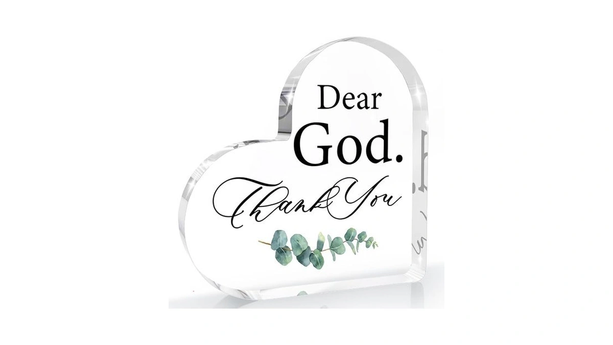 Farmhouse Decorative Signs Heart Shaped Acrylic Sign Desk Decor, Christian