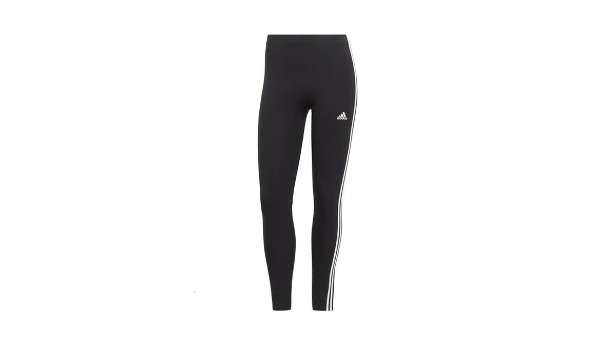 Adidas Womens Essentials 3-stripes High-waisted Single Jersey Leggings, Black, White,