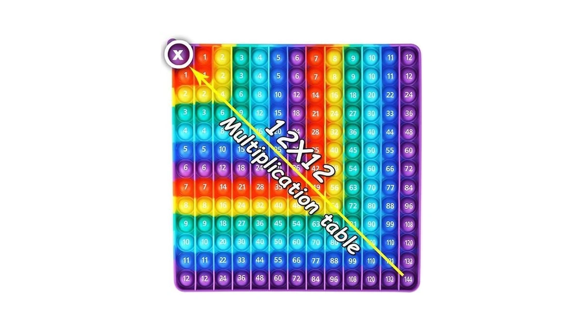 Tddtla 12x12 Multiplication Table Digital P0pp Math Toy, Rainbow Dimple