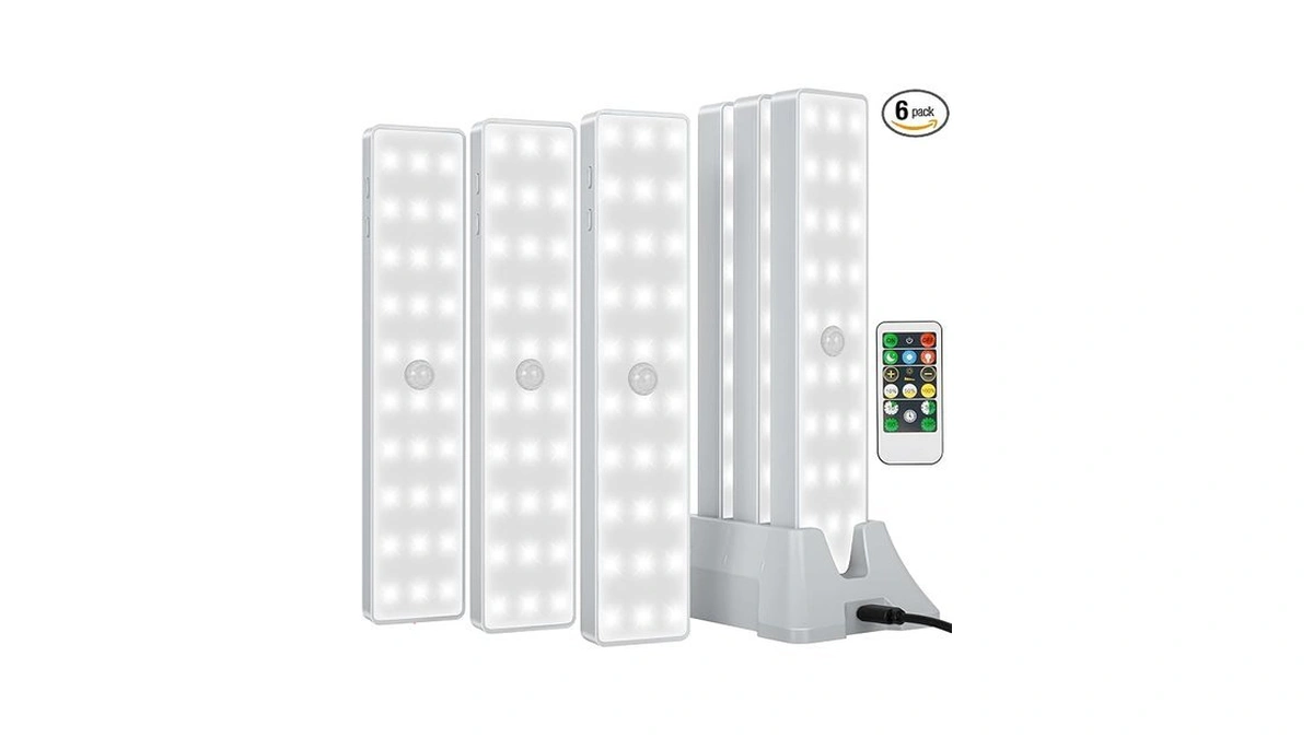 Racokky Under Cabinet Lights With Charging Station, 6 Pcs Rechargeable