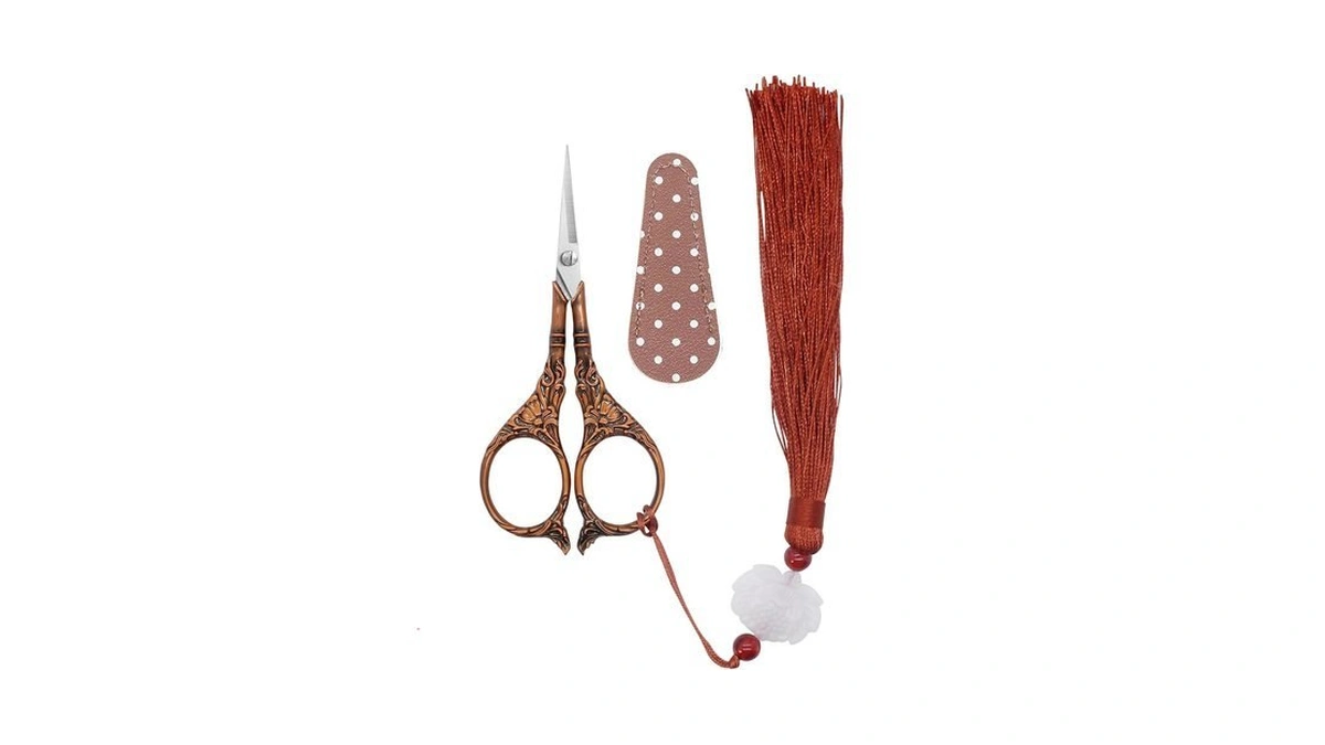 Bihrtc 4.5inch Small Sewing Scissors Nail Clipper With Cover Tassel