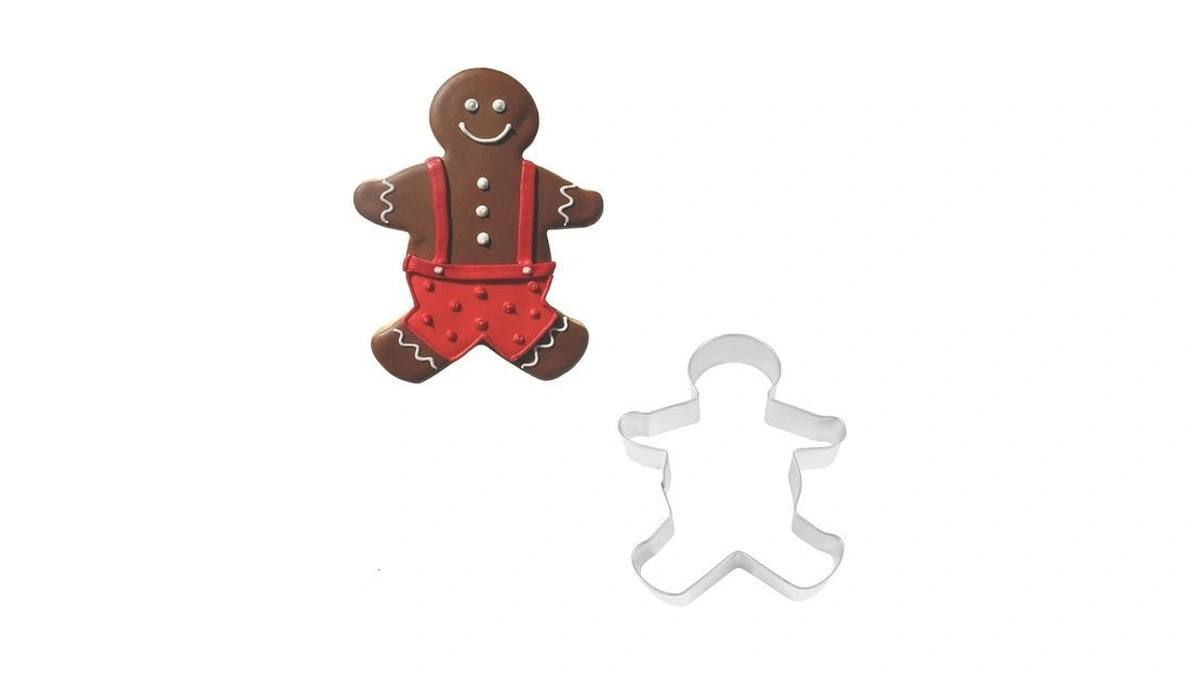 R&m International Gingerbread Boy Cookie Cutter, 8", Silver