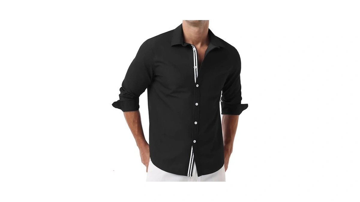 Sailwind Men's Untucked Shirt Solid Color Casual Button-down Shirts For