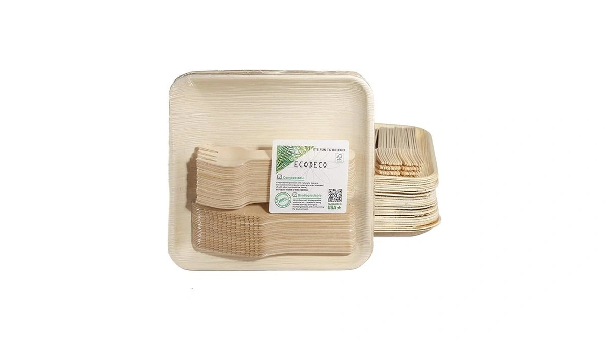 Ecodeco Palm Leaf Plates - 50 Pcs 8 Inch Square