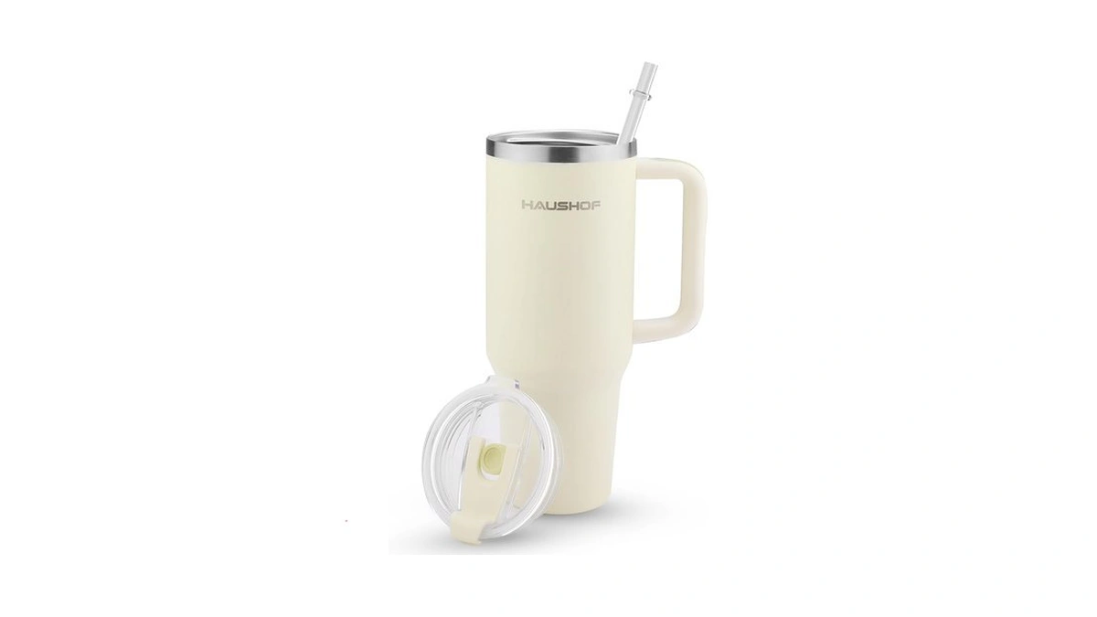 Haushof 40 Oz Tumbler With Handle And Straw, Insulated Stainless