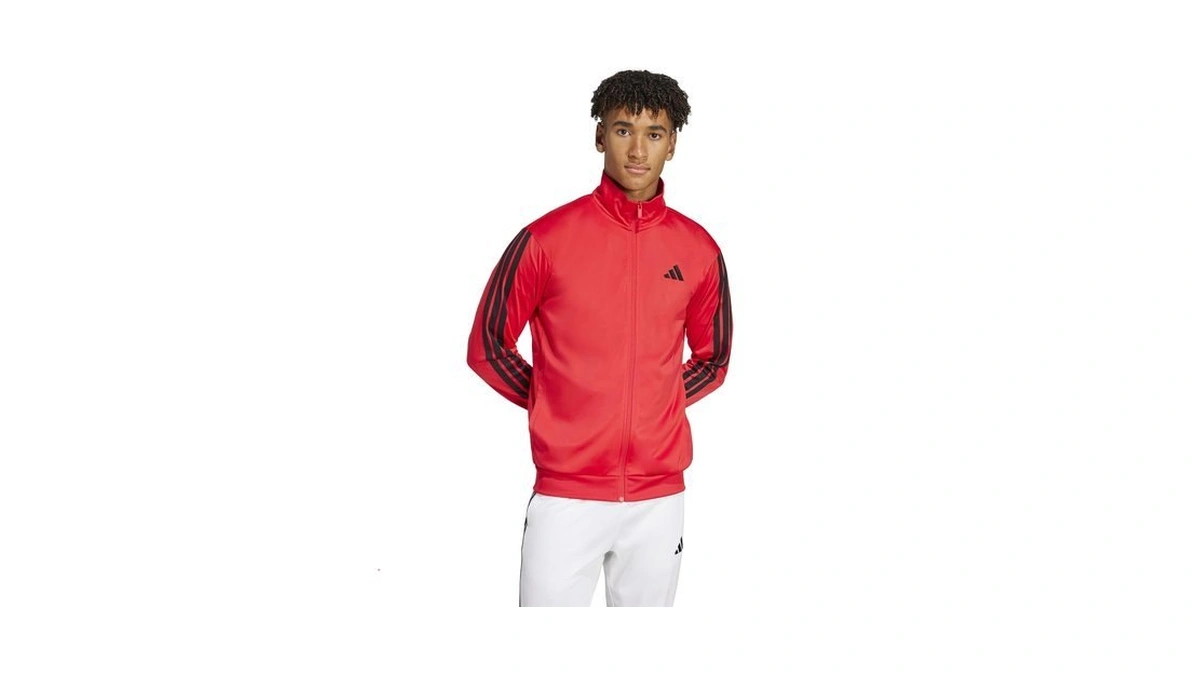 Adidas Men's 3-stripes Tricot Regular Sportswear Track Top, Pure Ruby,