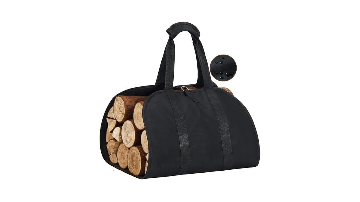 Lecorner Firewood Carrier, Waterproof Oxford Fabric Firewood Bag, Large Log