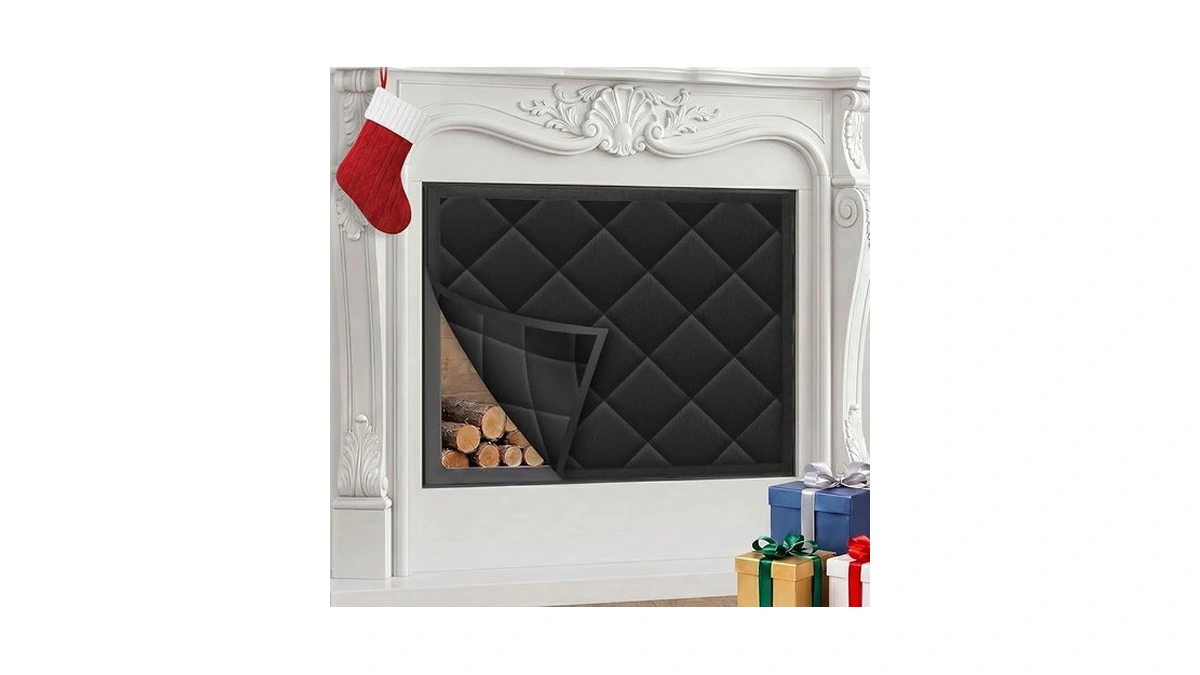 Fireplace Draft Cover, Fireplace Blocker Blanket With Hook And Loop