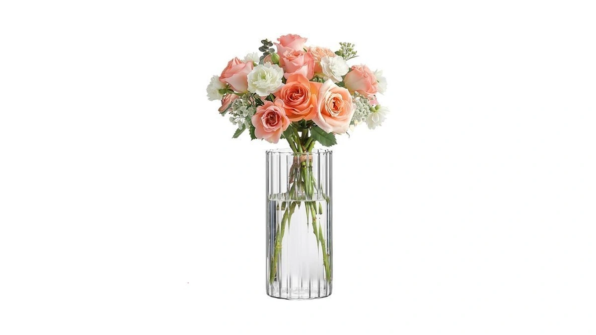 Comsaf Glass Cylinder Vases, Bud Vase For Centerpieces, 8 Inch