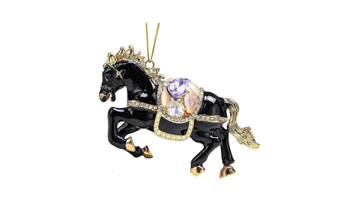 Horse Ornament,rhinestone Black Horse Ornaments For Christmas Tree,horse Gifts For