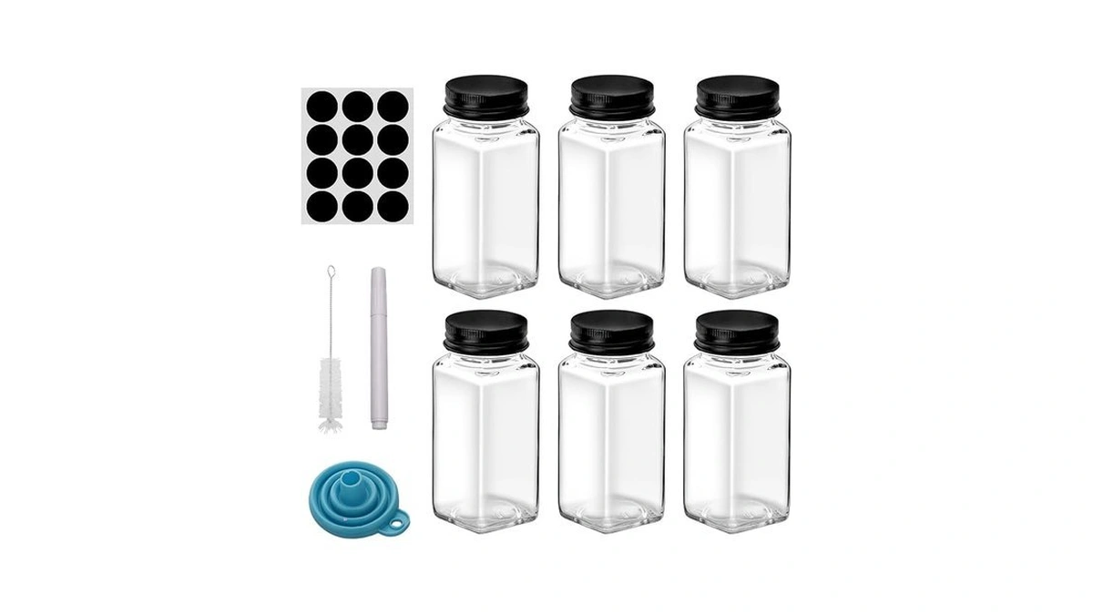 6pcs 4oz Glass Spice Jars With Shaker Lids, Spice Jars