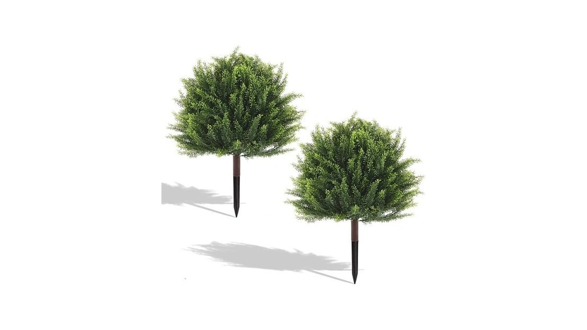 24" Artificial Plants Topiary Cedar Tree Outdoor, Uv Resistant Lifelike