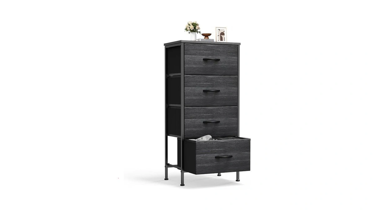 Sweetcrispy 4 Drawer Fabric Dresser Storage Tower Nightstand Chest