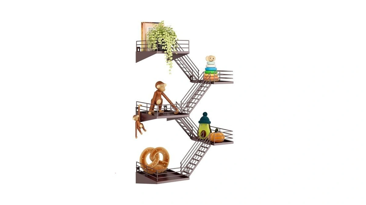Mvpsonag Fire Escape Shelf - 5 Tier Large Coffee Metal