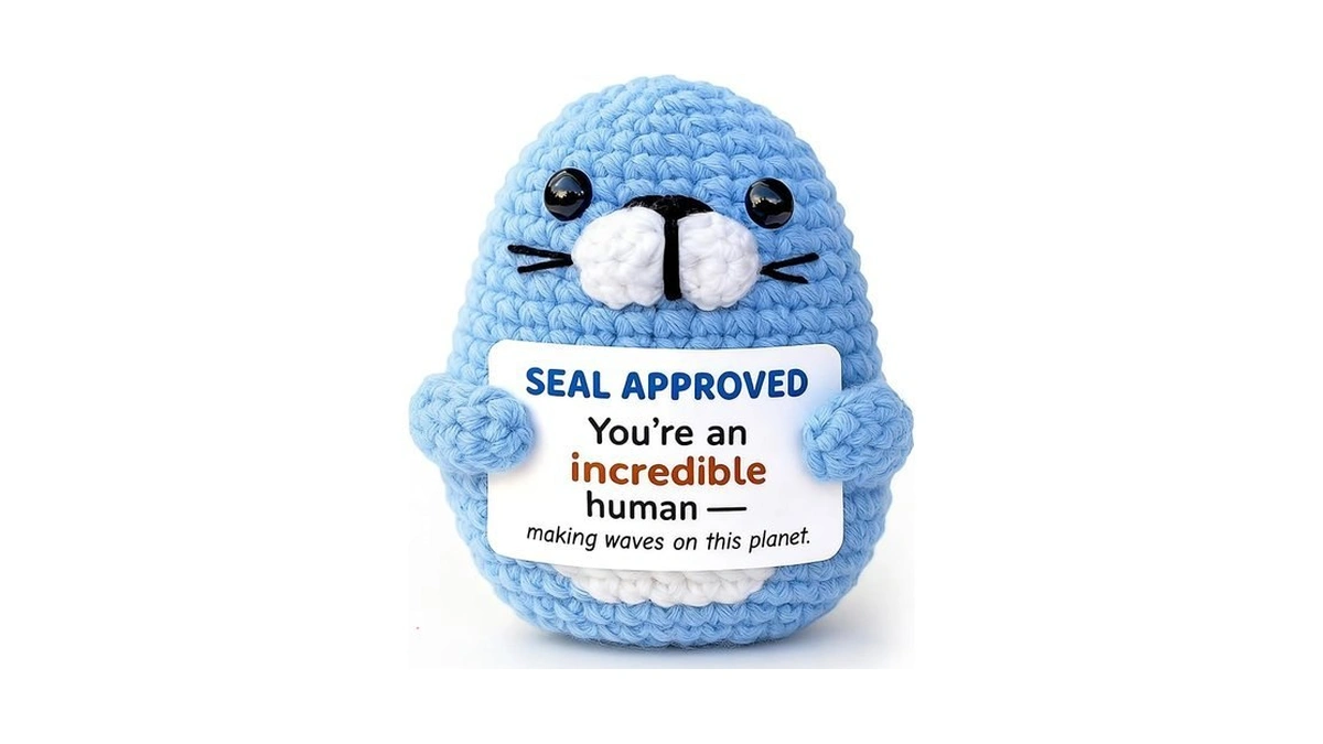 Krinisou Positive Animals Crochet Seal Gift – Cute Small Encouragement
