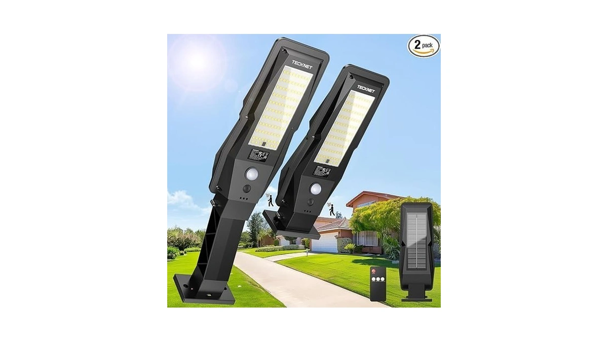 Tecknet Solar Street Lights Outdoor Waterproof - Dusk To Dawn