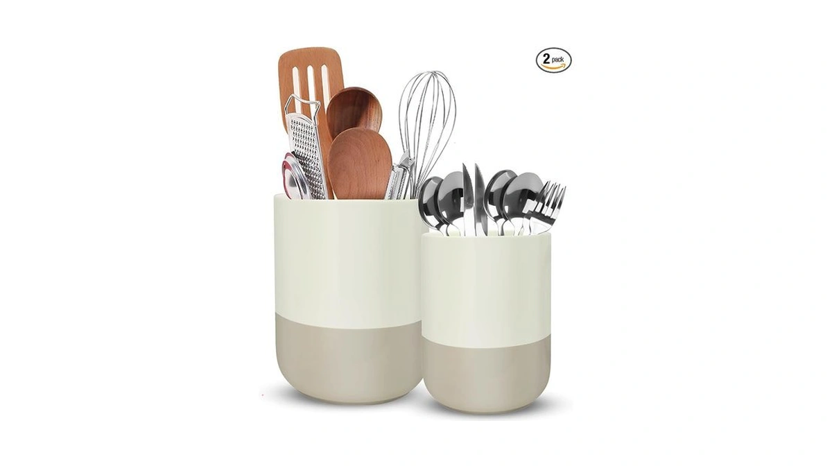 Ykdgbre Ceramic Utensil Holder For Kitchen Counter, Black Kitchen Utensil