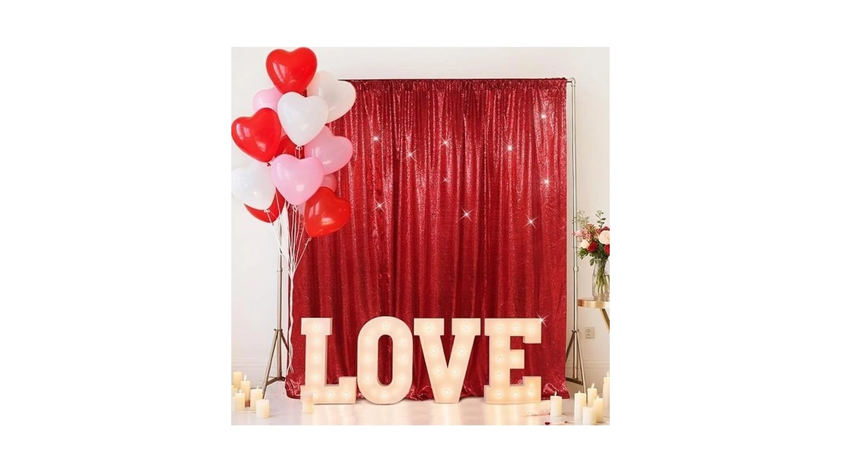 Squarepie 6x6ft Red Sequin Backdrop For Photography, Satin-backed Real Sequin