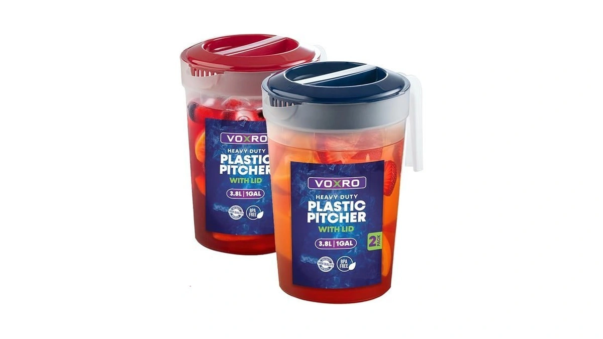 2-pack 1-gallon Plastic Pitchers With Lids – Iced Tea Pitchers