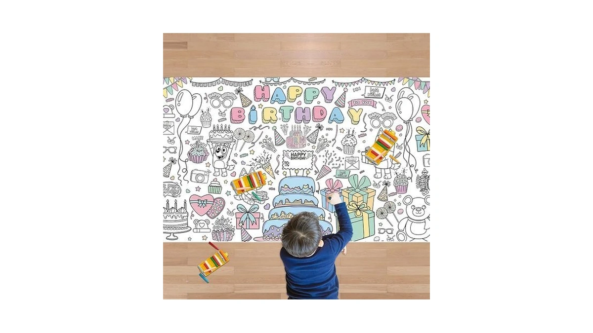 Jxsdwang Birthday Giant Coloring Tablecloth,birthday Crafts For Kids - 72x30