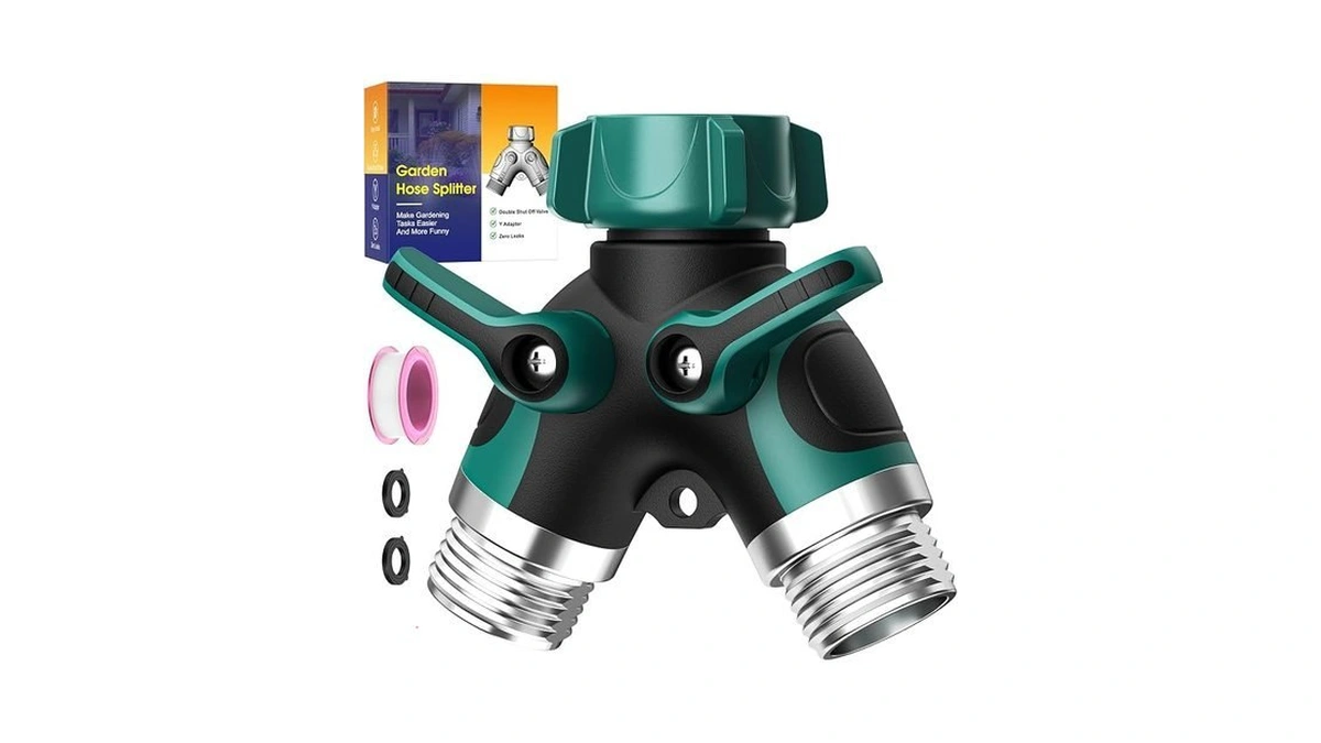2 Way Garden Hose Splitter With Shut Off Valve,water Spigot