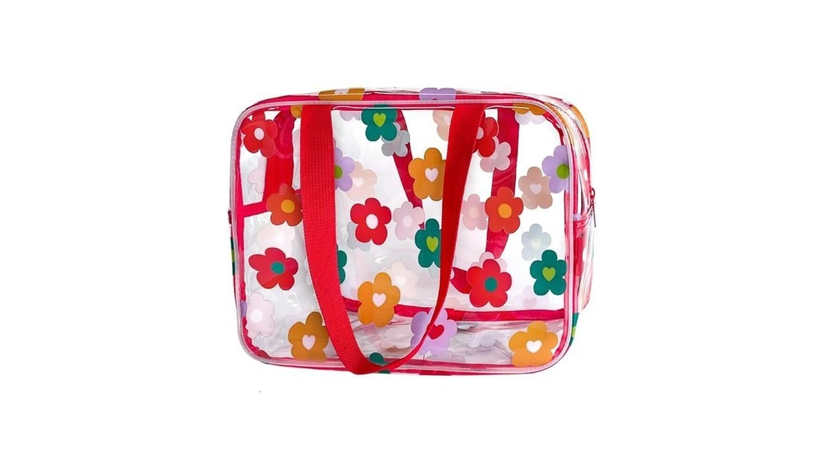 Toteprint Clear Printed Floral Cosmetic Bag And 18x12x 5inch Size