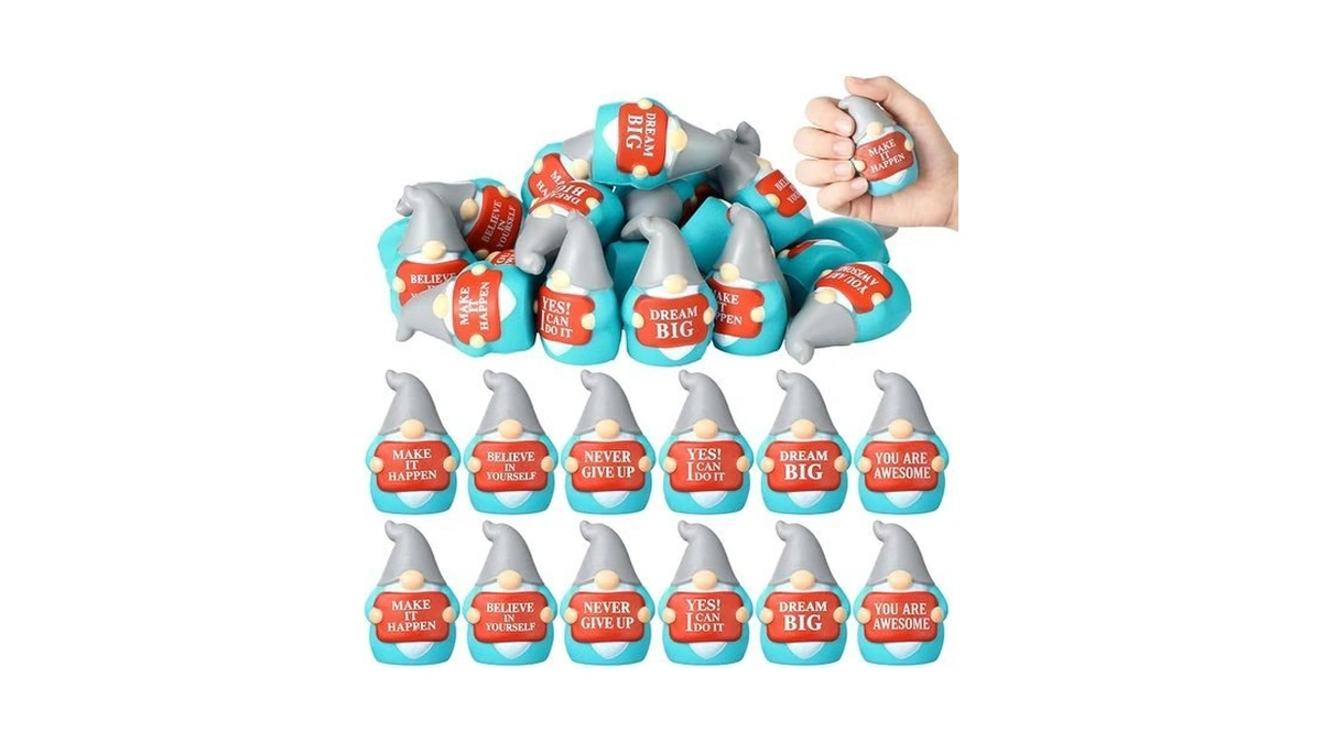 Jenaai 48 Pcs Motivational Stress Balls Gnomes Squeeze Toys Quote