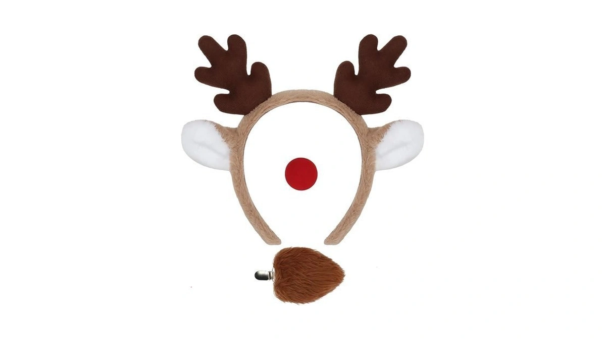 Mototo 3 Pcs Valentine Christmas Reindeer Antlers Headband With Red