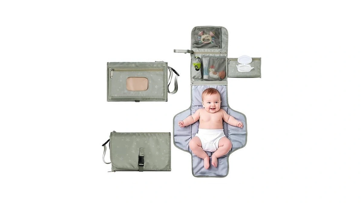 Portable Baby Diaper Changing Pad With Wipe Dispenser And Waste