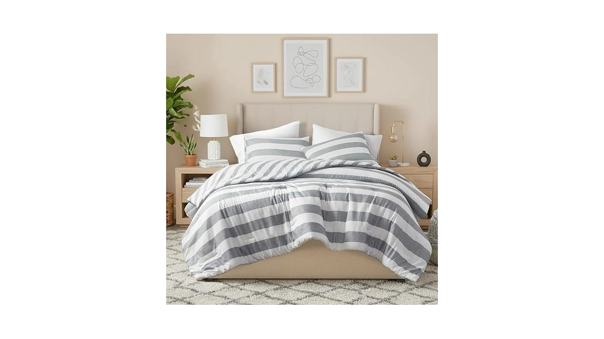 Regency Heights Reversible Striped Queen Comforter Set, Soft Microfiber Bedding