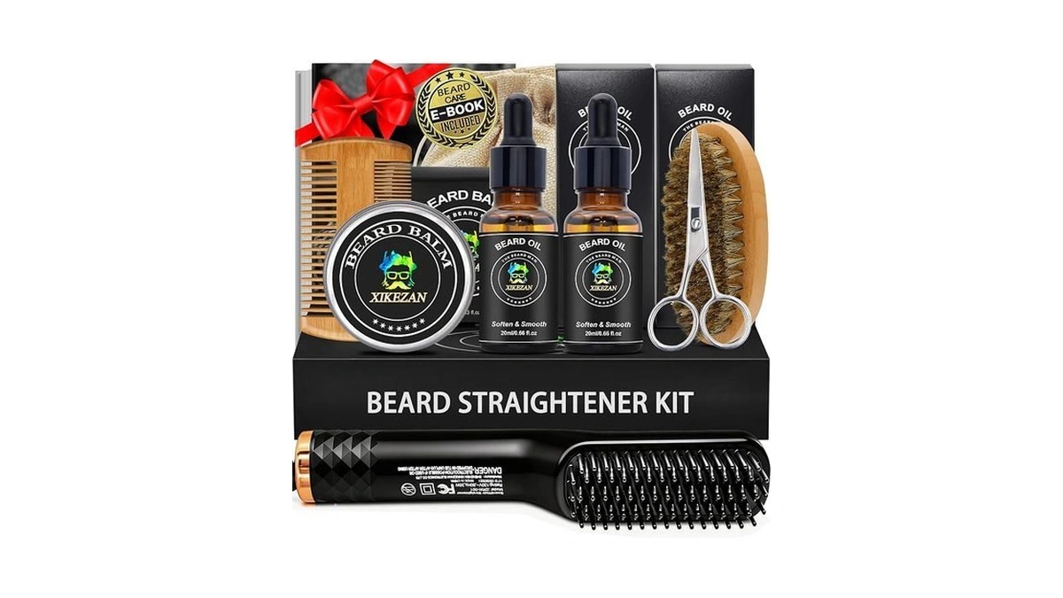 Beard Straightener Grooming Kit For Men,beard Growth Kit W/2 Pack