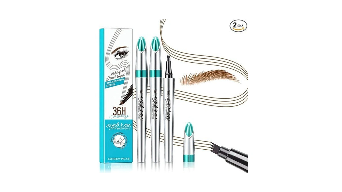 Microblading Eyebrow Pen 4 Fork Tip Tattoo Pencil, Long-lasting Eye