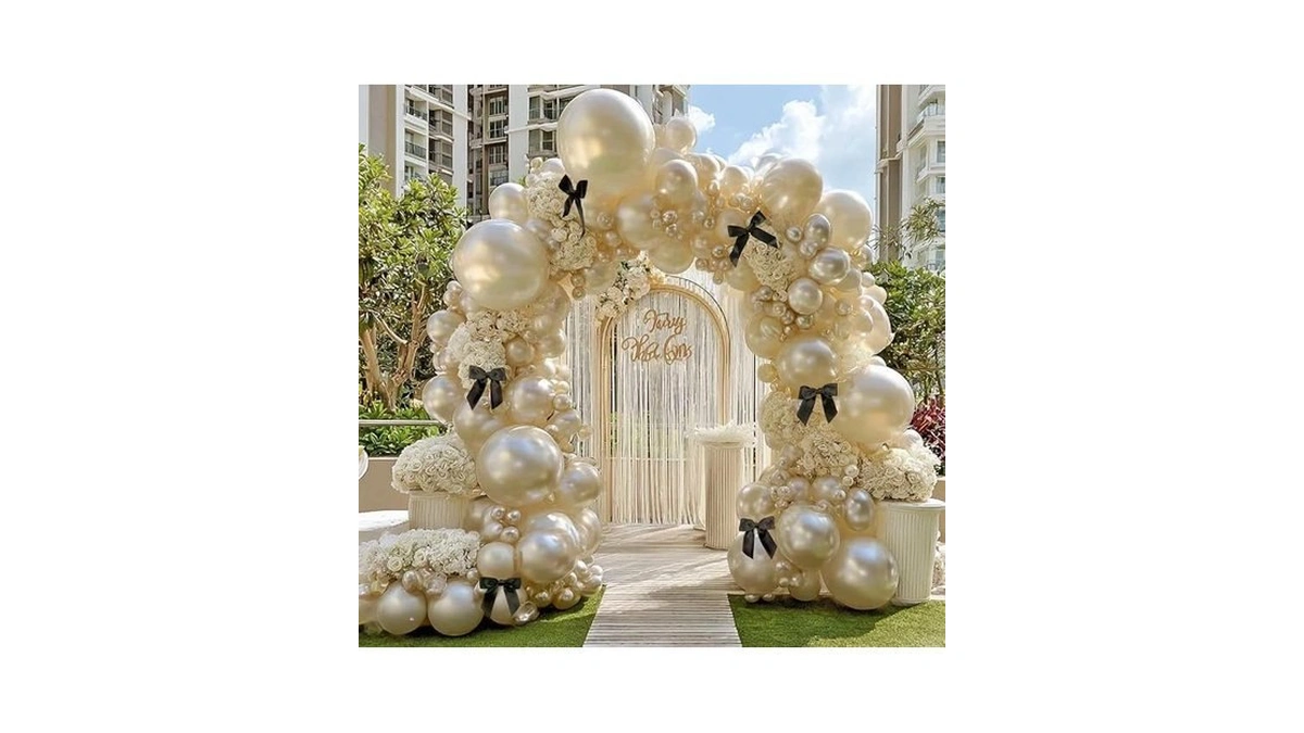 Amazon code: Pearl Sand White Balloon Arch Kit With B
