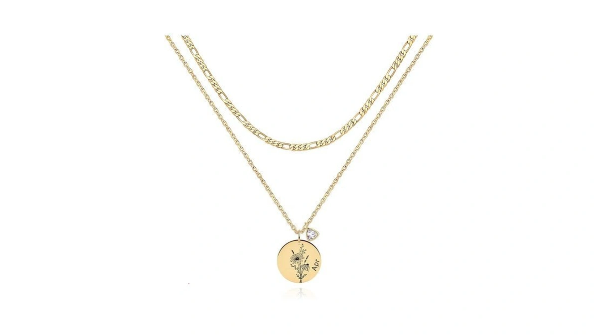Mtmy Birth Flower Necklaces For Women 18k Gold Plated Dainty