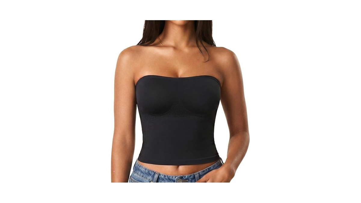Women's Padded Tube Tops Built-in Bra Strapless Non-slip Y2k Crop