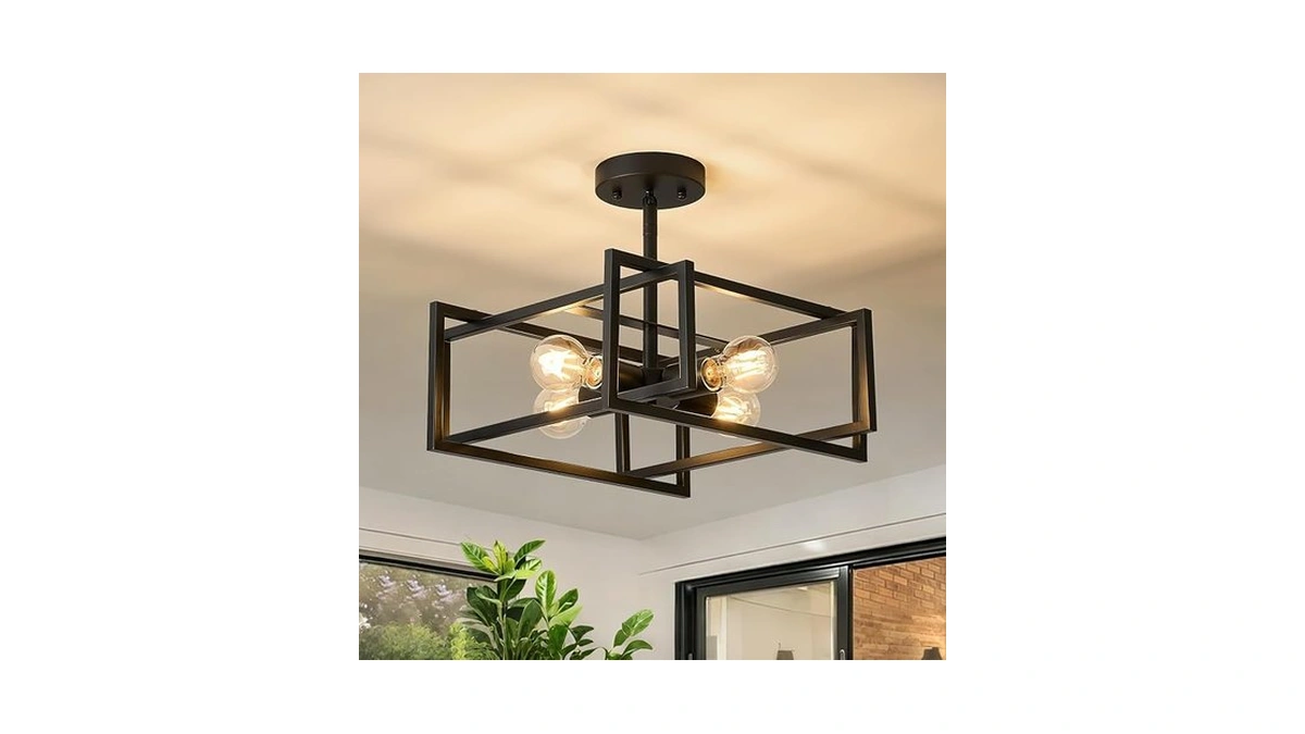 Xvbhta Black 4-light Ceiling Light Fixture For Kitchen Dining Room,
