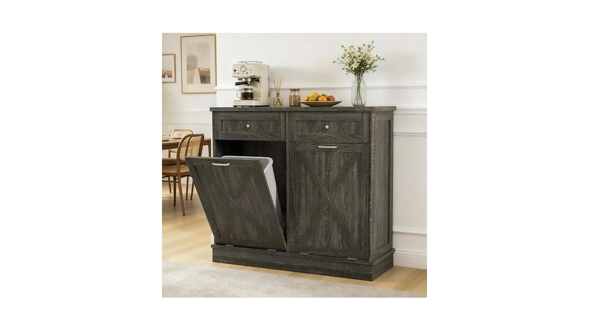Betterhood 2x10 Gallon Tilt Out Trash Cabinet With Hideaway Drawers,