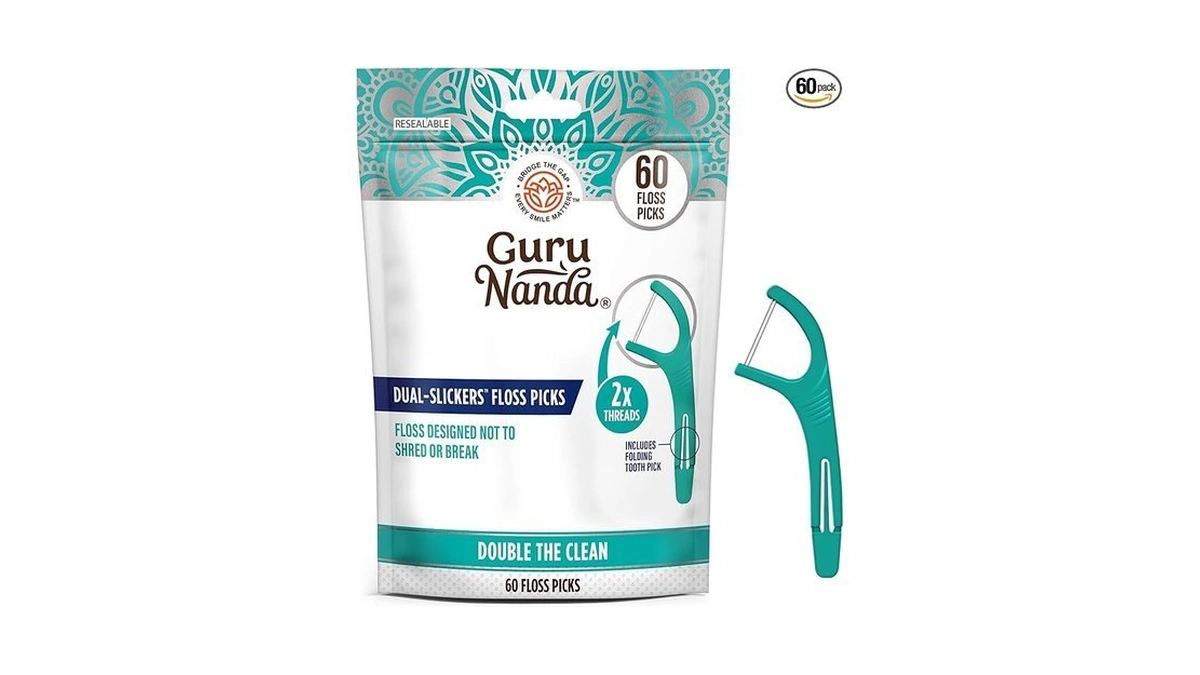 Gurunanda Dual Slickers Floss Picks - Double Threaded Dyneema Dental