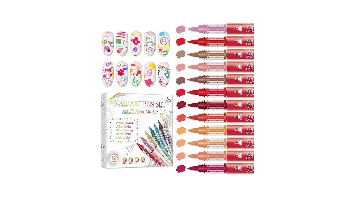 Xingxyuel 12 Colors Nail Art Pens Set, Nail Art Markers