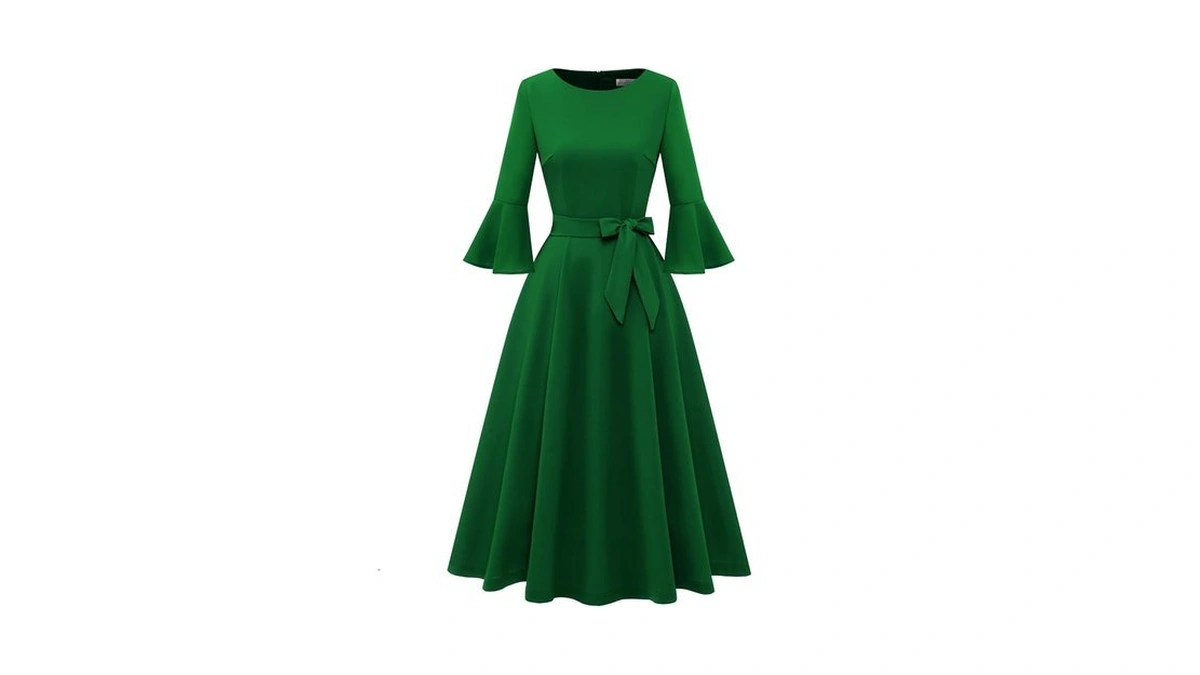 Vintage Long Sleeve Midi Dress For Women Prom Dresses Formal