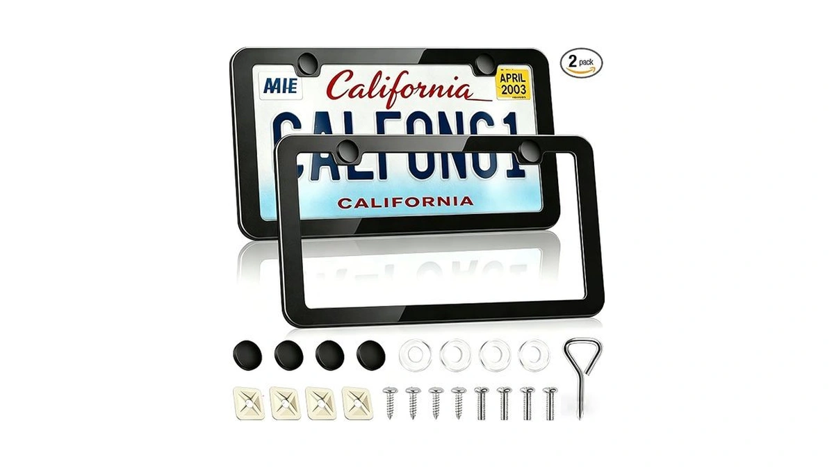 Black Steel License Plate Frame 2 Pack, Heavy Duty Rust