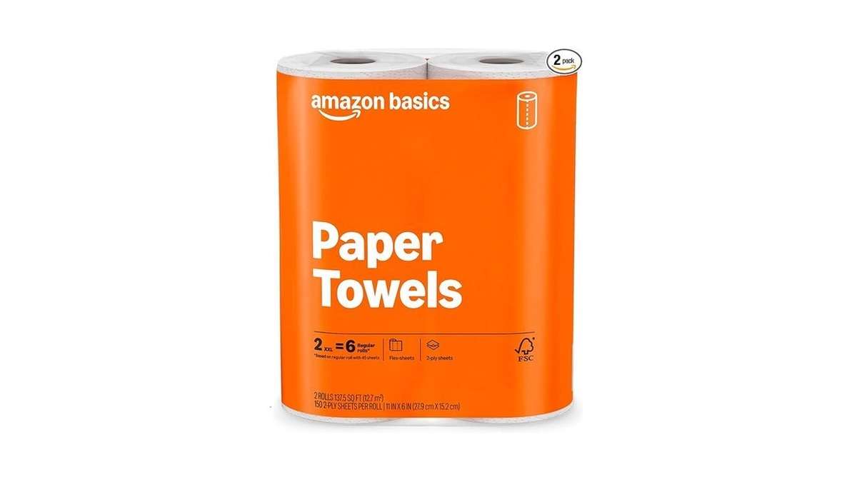 Amazon Basics 2-ply Flex-sheets Paper Towels, 2-pack, 150 Sheets Per
